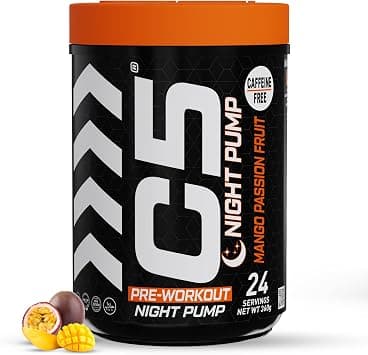 C5 Night Pre Workout Powder Passion Fruit Mango - 24 Servings, Free Caffeine - Sugar Free-Zero, Stim-Free Calories-Beta Alanine-Citrulline Malate, High-Performance PreWorkout Booster Supplement على Amazon.ae - متتبع الأسعار