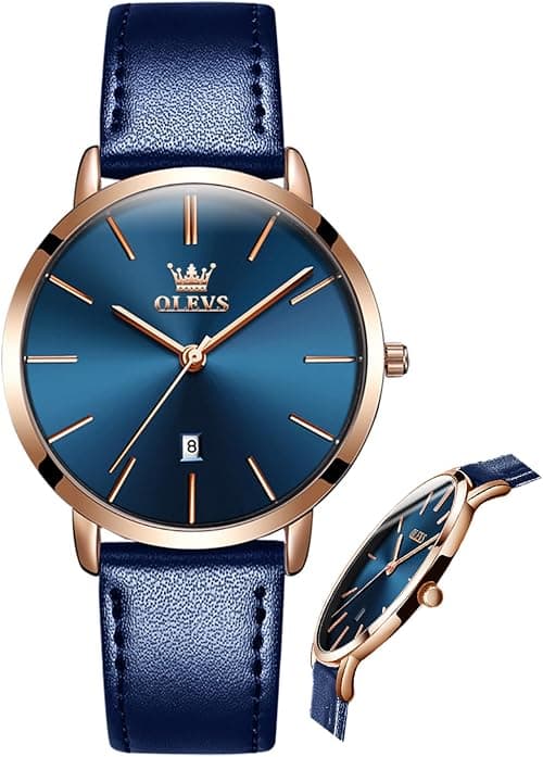 OLEVS Women Watches Ultra Thin 6.5mm Minimalist Dress Fashion Leather Strap Quartz Waterproof Casual Women Wrist Watch on Amazon - Best Deal Finder