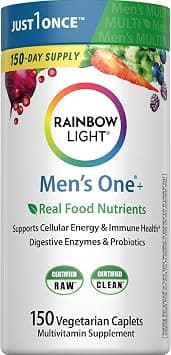 Rainbow Light Men’s One Multivitamin for Men, with Vitamin C, Vitamin D, & Zinc for Immune Support, Clinically Proven Absorption of 6 Key Nutrients, Non-GMO, Vegetarian & Gluten Free, 150 Tablets - Amazon.sa Price Tracker