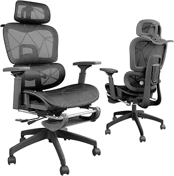 USOR Ergonomic Mesh Office Chair, High Back Desk Chair - Adjustable Headrest with Flip-Up Arms, Tilt Function, Lumbar Support and PU Wheels, Swivel Computer Task Chair with Footrest on Amazon.ae - Price Tracker