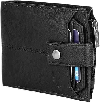 WildHorn Leather Wallet for Men | Ultra Strong Stitching | Handcrafted | Zip Wallet with 9 Card Slots | 2 ID Slots (Black) on Amazon - Best Deal Finder