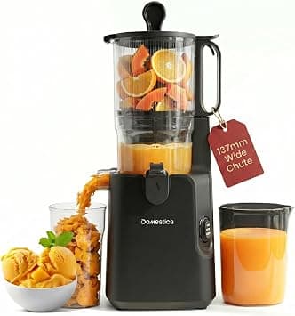 Domestica Dripdrop Pro Cold Press Juicer for Home | Slow Juicer for Fruits, Veggies & Nut Milk with BLDC Motor | High Juice Yield, Low Noise | Reverse Function, Easy Cleaning, 137mm Large Chute على Amazon.ae - متتبع الأسعار