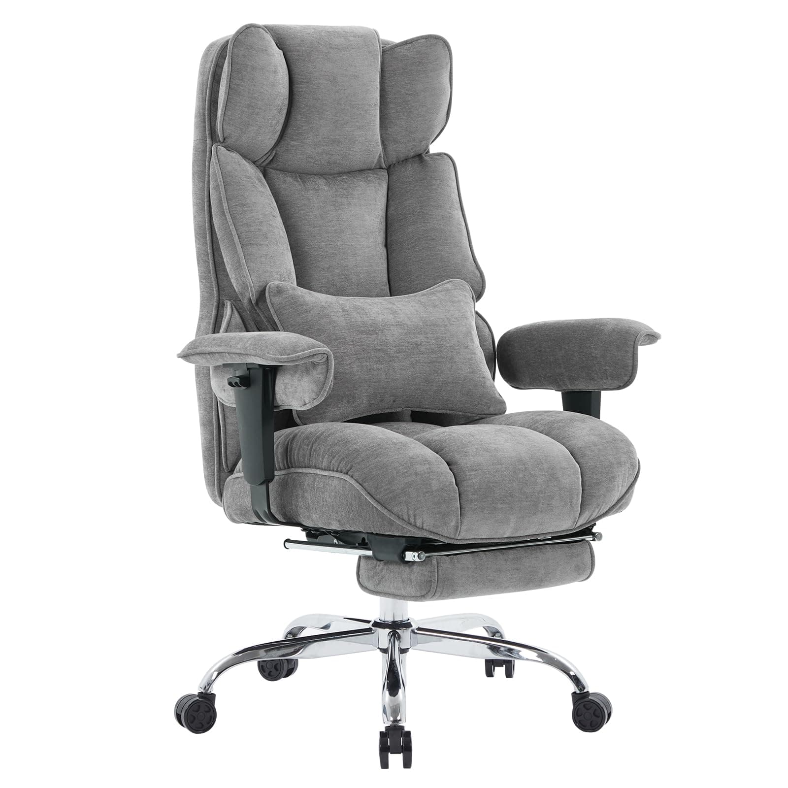 Efomao Big and Tall Office Chair, Ergonomic Executive Chair with Footrest, Fabric Computer Desk Chair with Lumbar Support, Grey Gaming Chair on Amazon.ae - Price Tracker