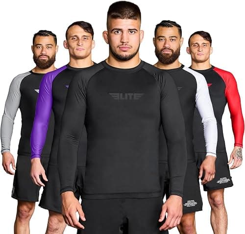 Elite Sports Men's Jiu Jitsu BJJ Rash Guard, Long Full Sleeve Compression Shirt for Sports Nogi Training, IBJJF Rank Color on Amazon.ae - Price Tracker