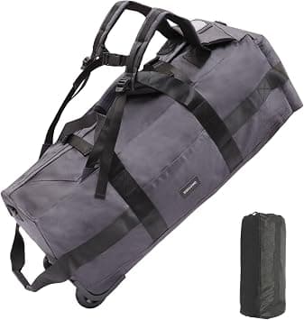 80L Rolling Duffle Bag with Wheels - 31" Heavy-Duty Foldable Travel Duffel Bag, Water-Resistant Wheeled Luggage with Shoulder Straps & Pockets for Camping, Gym, Airplane, Grey, carry-on-31 على Amazon.ae - متتبع الأسعار