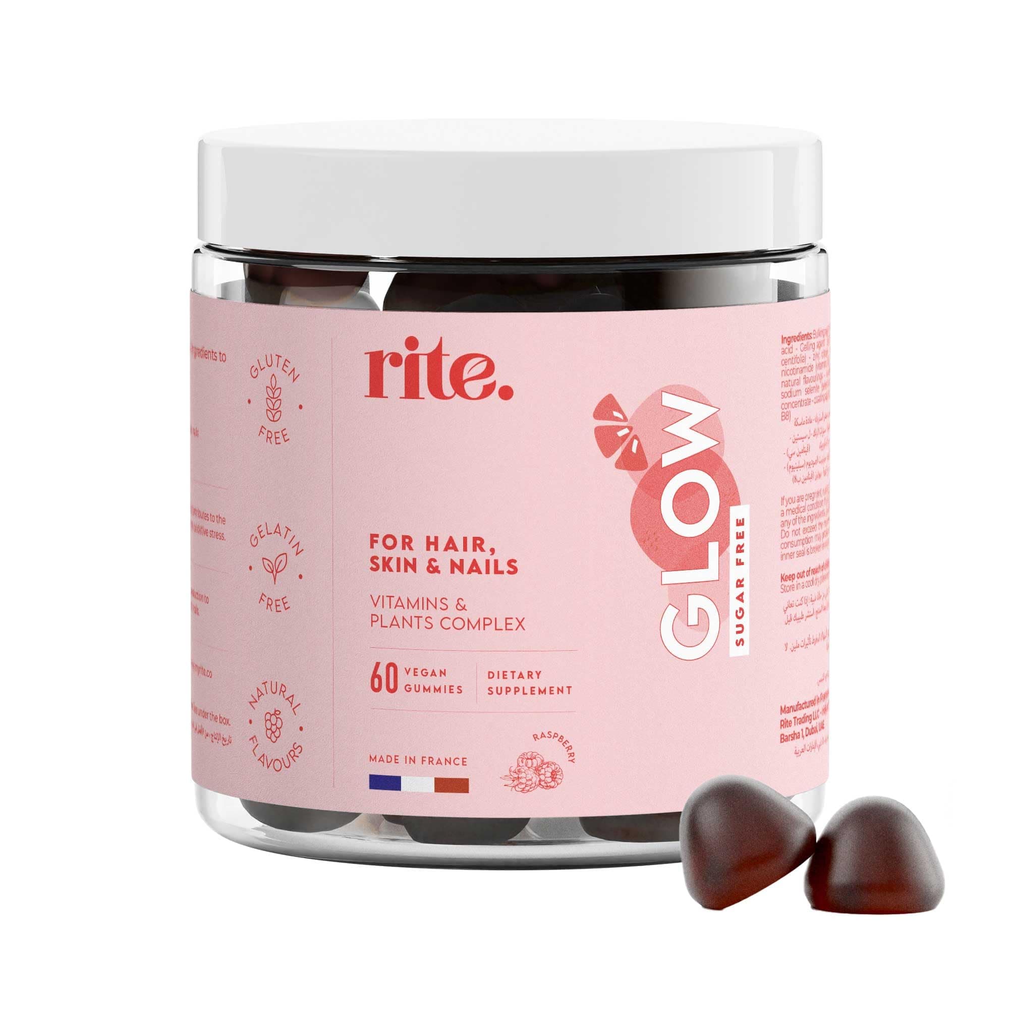 Glow Hair Skin & Nails Vegan Vitamin Gummies | 2000% Dv Biotin With Zinc, Selenium & Efficient Plants | Hair Growth, Stronger Nails & Healthy Skin | 60 Vegan Gummies | Delicious Natural Raspberry on Amazon.ae - Price Tracker