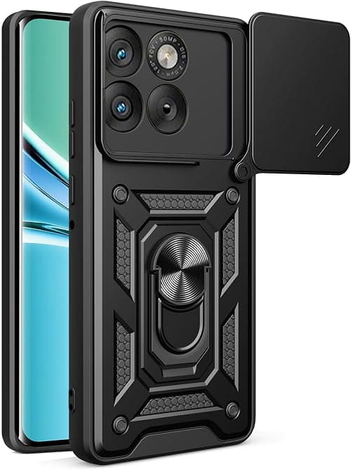 ILING Case for Motorola Moto G67 / Motorola Moto G77, Metal Texture Matte Shockproof Hard Back PC Cover, Soft Silicone TPU Bumper Case with Ring Stand and Camera Cover (Black) on Amazon.ae - Price Tracker