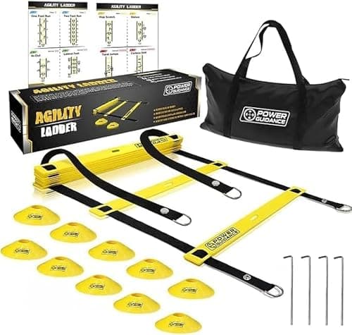 POWER GUIDANCE Agility Ladder (20 Feet) with Cones for Speed Agility Training & Quick Footwork Exercise - Soccer & Football Training Equipment for Adults, Youth & Kids on Amazon.ae - Price Tracker