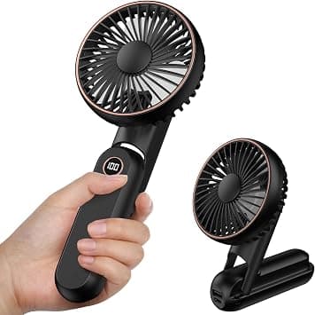 HandHeld Fan, Mini Portable Hand Held Fans with USB Rechargeable Battery, 5 Adjustable Speed Small Personal Folding Desk Fan with LED Display for Travel,Office,Camping,Outdoor(Black) on Amazon.ae - Price Tracker