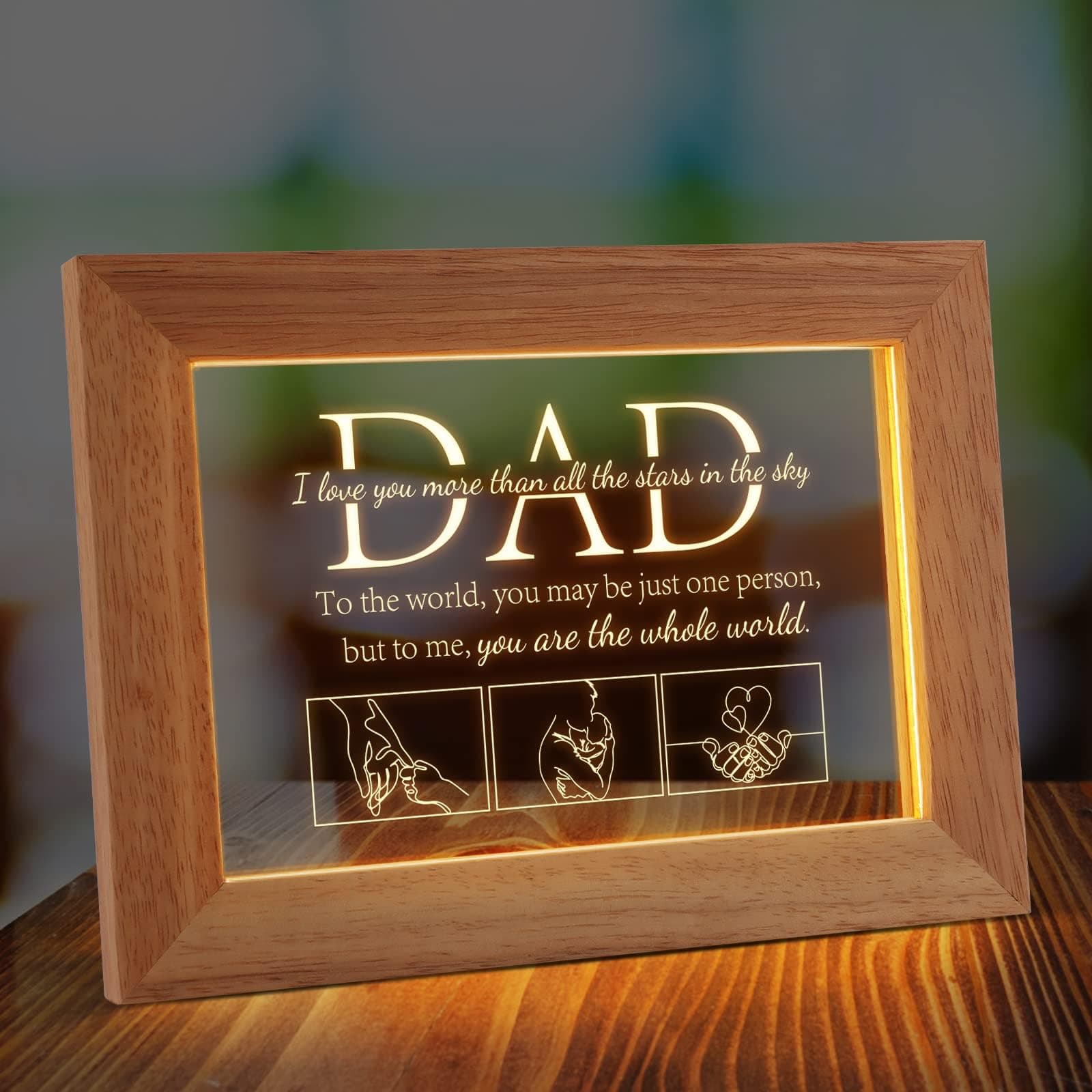 Azonee Dad Birthday Gifts from Daughter Son, Dad Gifts for Men Night Warm White Light Frame with Grateful Sayings, Bedroom Decor for Birthday Fathers Day Presents on Amazon.ae - Price Tracker