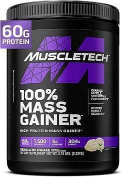 Muscletech Mass Gainer | 100% Mass Gainer Protein Powder | Protein Powder for Muscle Gain | Whey Protein + Muscle Builder |Creatine Supplements | Vanilla, 5.15 Pound (Pack of 1) on Amazon.sa - Price Tracker