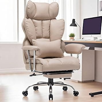 Efomao Big and Tall Office Chair 400lbs – PU Leather Executive Desk Chair with Lumbar Support & Leg Rest, Heavy-Duty Computer Chairs for Home Office, Dark Beige on Amazon.ae - Price Tracker