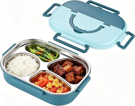 Lunch Box For Kids School,1000ml Stainless Steel Bento Lunch Box,4 Compartments Bento tiffin box,Food-Safe Materials and Leak-proof,for Adults and Children,School,Office (Blue) on Amazon.ae - Price Tracker