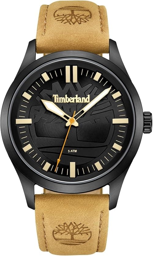 Timberland Men's Analogue Quartz Watch - Black Dial, Silver Stainless Steel Case, Brown Leather Strap, 42mm - TDWGA0029601 on Amazon.ae - Price Tracker