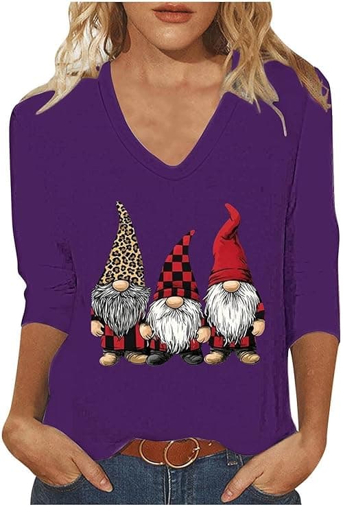 Christmas Tshirts Women Ugly Xmas Jumpers V Neck T Shirt 3/4 Sleeve Tops Xmas Tree Merry Christmas Tops Loose Blouses Sweatshirt Dressy Tunic Top Casual Holiday Party Shirt on Amazon.ae - Price Tracker