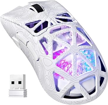 Furycube G11 Wireless Gaming Mouse for FPS & Competitive Gaming, 2.4G/USB-C/BT Tri-mode with 400mAh Battery, 22K DPI, PAW3311 Sensor, RGB Lighting, Programmable Buttons, for Win/Mac (White with Line) on Amazon - Best Deal Finder