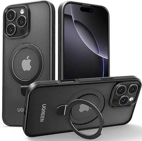 UGREEN iPhone 16 Pro Case MagSafe (MagU), Innovative Ring Stand, No Yellowing, MIL-Spec Protection, Black Frame Matte Back, Anti-Scratch Cover with Kickstand for iPhone 16 Pro 6.3 inch Accessories on Amazon.ae - Price Tracker