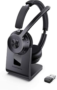 Soothielec (Upgraded Version) Wireless Headset, Bluetooth Headset with Noise Cancelling Microphone, Best Headset with Mic Mute & USB Dongle for PC/Computer/Laptop/Cell Phones/Remote Work/Call Center on Amazon.ae - Price Tracker