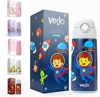 VERJO Kids Water Bottle | 500ml Insulated Stainless Steel Water Bottle for Kids with Straw | Leakproof, BPA‑Free, Reusable Bottle for School, Travel, Sports & Daily Hydration (SPACE NAVY) on Amazon.ae - Price Tracker
