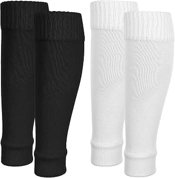 2 Pairs Precut Football & Soccer Shin Guard Sleeves, Breathable Anti-Slip Leg Protection Support for Adults, 35-37cm Length (Black & White) on Amazon.ae - Price Tracker