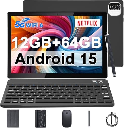 IWEGGO Android 15 Tablet, 10-inch 12GB RAM + 64GB ROM, Tablet with Keyboard, Mouse Case, Stylus, Quad-Core 1.8GHz Processor, 8MP Camera, 6000mAh Battery, 1280x800 Touch Screen on Amazon.ae - Price Tracker