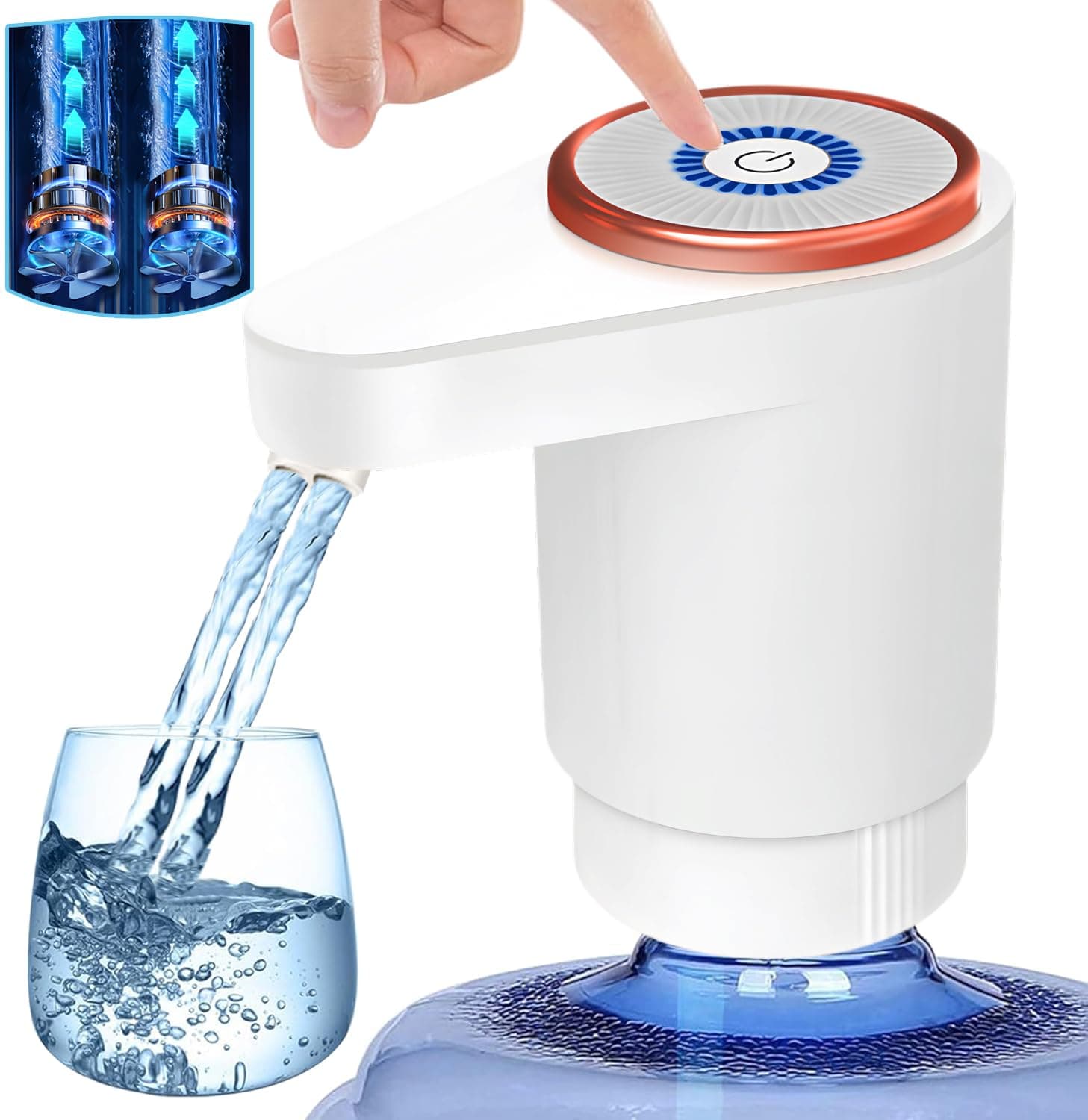 Rness Water Dispenser Pump Electric,Double Pumps High Horsepower,Double Water Outlets,Type-c Interface Charging Portable Electric Water Pump Jugs,USB C Charging,for Office,Home,Kitchen, White on Amazon.ae - Price Tracker