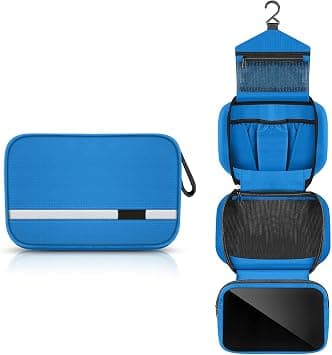 NALACAL Travel Toiletry Bag Hanging Organizer, Dopp Kit Shaving Bag Waterproof Makeup Bag with Hanging Hook, Portable Toiletry Organizer for Traveling and Camping for Men and Women (Blue) on Amazon - Best Deal Finder