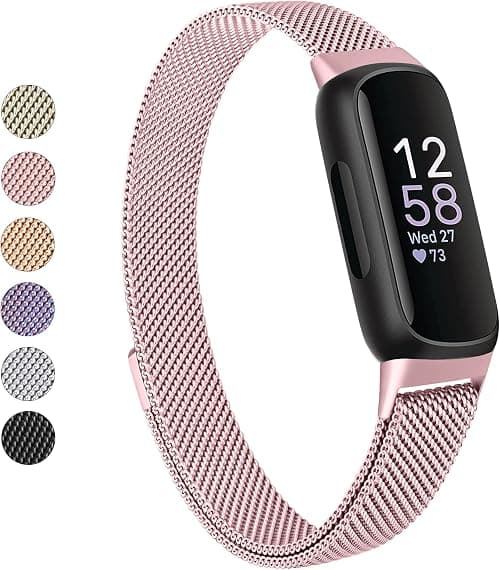 Vanjua Fitbit Inspire 3 Wristband for Women Men Stainless Steel Metal Mesh Loop Adjustable Magnetic Replacement Wristband Compatible with Fitbit Inspire 3 Fitness Tracker on Amazon.ae - Price Tracker