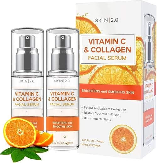 Vitamin C Serum With Collagen - Dermatologist Tested Korean Care for Dark Spots & Brightening - Anti Aging & Acne Facial Serum - Cruelty Free - For All Types - 1.69oz (2pk) on Amazon.ae - Price Tracker