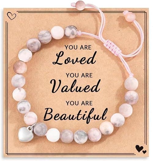 Wisfunlly Sweet Heart Charm Natural Stone Bracelet for Teen Girls, Daughter Granddaughter Niece Bracelet, Jewelry Charm Bracelets Gifts for Teenage Teen Girls on Amazon - Best Deal Finder