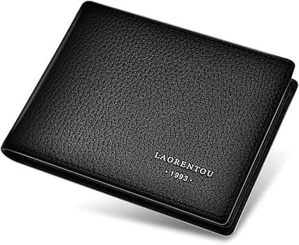 LAORENTOU Genuine Leather Wallets for Men, Gift Box Packing Men's Slim Wallets Credit Card Holders Casual Men Purses Gift for Father Day Gift for Mens Birthday, 03 Black, Short, Rfid Wallet on Amazon.ae - Price Tracker