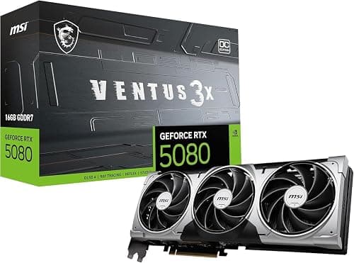MSI GeForce RTX 5080 16G Ventus 3X OC — 16GB GDDR7 (30Gbps/256-bit), PCIe 5, Boost: 2640MHz, HDMI 2.1b, DisplayPort 2.1b على Amazon.ae - متتبع الأسعار