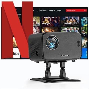 Auto Focus Android System 30000L Smart Mini Projector with WiFi and Bluetooth 4K Support 3D Stereo Sound Outdoor Home with 360°Adjustable Stand on Amazon.ae - Price Tracker
