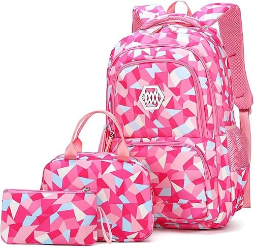 School Backpack for Girls, Teenage Laptop Bags Backpack and Lunch-Bag Set for Girls-Boys School Elementary Bookbags, 3Pcs Primary School Bag Backpack with Lunch Kit على Amazon.ae - متتبع الأسعار