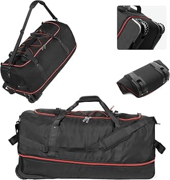 Vomgomfom Wheeled Collapsible Duffel Bag,110L-140L Expandable Checked Luggage, No-Telescopic-Handle with Anti-Burst Zipper & Reinforced Frame,Black-red on Amazon.ae - Price Tracker