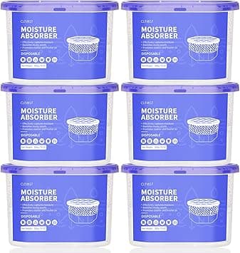 CLEVAST Moisture Absorbers Boxes 6 Pack, Dehumidifier Boxes for Closet, Unscented Hanging Humidity Absorber in Wardrobes, Bedrooms, Bathrooms(280g/pack) on Amazon.ae - Price Tracker