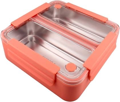 Stainless Steel Bento Lunch Box with 2 Compartments - Leak Proof Bento Box for Kids, Adults -Multifunctional Air Tight Tiffin Lunchbox for Office, School (Orange) on Amazon.ae - Price Tracker