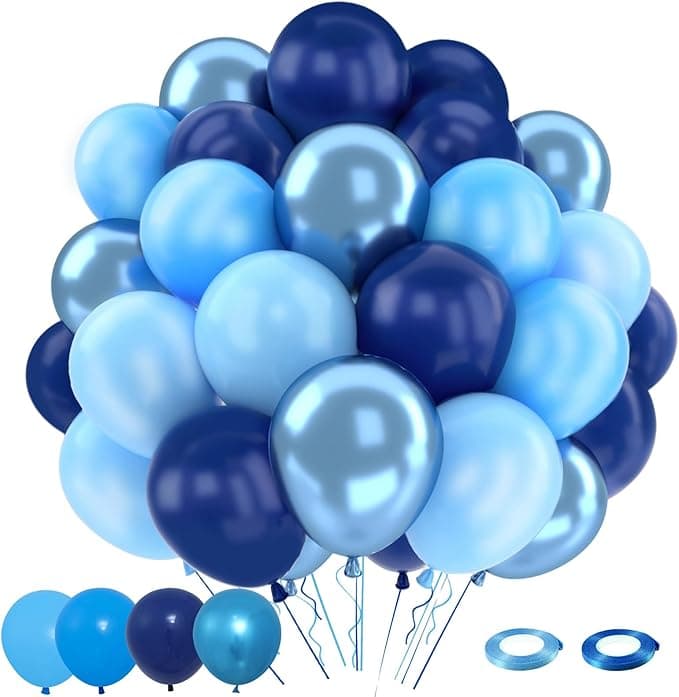Blue Balloons Set, 50 pcs 12 inch Metallic Navy Blue, Pastel Light Blue Latex Balloons Kit for Happy Birthday Baby Shower Wedding Party Decorations for Men Boy on Amazon.ae - Price Tracker