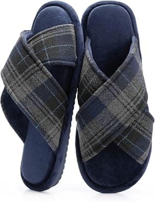 GOEWY Mens Slippers Memory Foam Open Toe Non-Slip House Shoes for Men | Breathable Design Memory Foam Cushioning Anti-Slip Textured Sole Machine Washable & Durable Gift for Dad and Husband على Amazon.ae - متتبع الأسعار