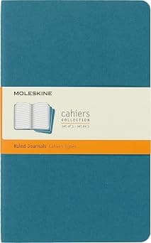 MOLESKINE Cahier Journal, Set 3 Notebooks with Ruled Pages, Cardboard Cover with Visible Cotton Stiching, Colour Brisk Blue, Large 13 x 21 cm, 80 Pages - متتبع أسعار Amazon.sa