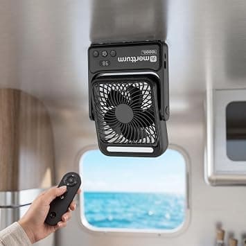 MERTTURM Magnetic Travel Fan with LED Light, 10000mAh Ultra-Slim Portable Desk Fan Rechargeable, 4 Speeds, Remote Control, Hook Design for Cruise Ship Cabin, Bedroom Sleeping, Camping, Travel, Office على Amazon.ae - متتبع الأسعار
