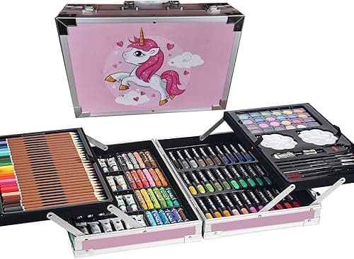 HJB VISSO Art Set 145pcs, Art Supplies Set, Drawing Supplies with Portable Aluminum Case Art Kit, Great Gift Artists Drawing for Kids, Teens, Boys, Girls, Beginner and Artists (Unicorn-Pink) on Amazon.ae - Price Tracker
