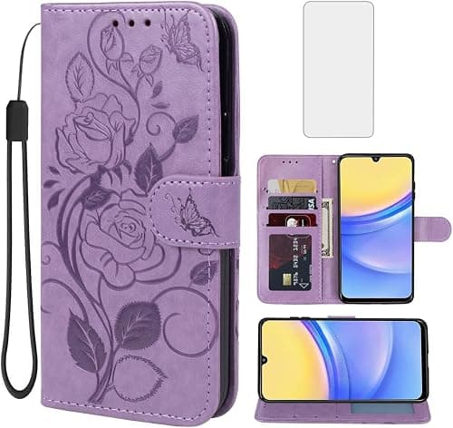 Case for Galaxy A26/Galaxy A17/Galaxy A16/F17/M17 SM-A266U Wallet Case with Screen Protector, Flower Leather Flip Credit Card Holder Stand Phone Cover for Samsung Galaxy A16 Purple on Amazon.ae - Price Tracker