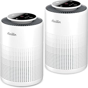 Aircillin 2 Pack Air Purifiers for Home with HEPA Filters, Portable Air Purifier with Nightlight Speed Control, For Bedroom Living Room, 24dB Filtration System, AP070B على Amazon.ae - متتبع الأسعار