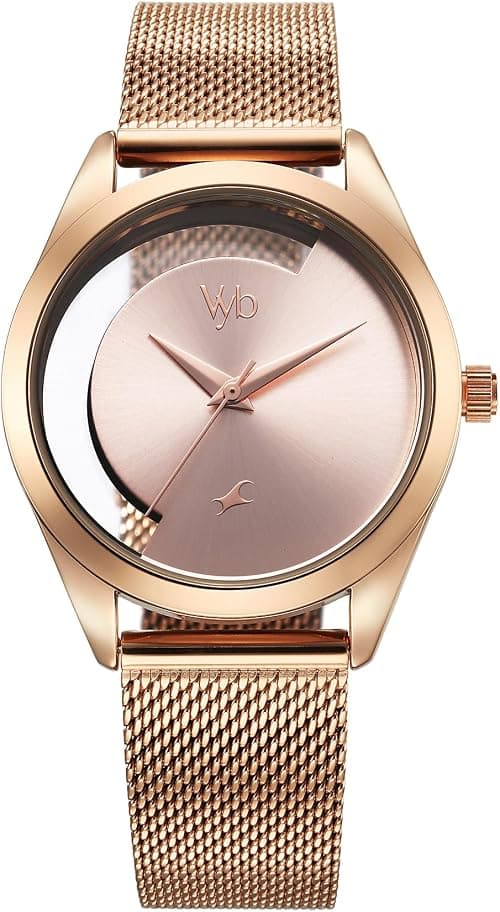 Fastrack Vyb Runway Quartz Analog Pink Dial Rose Gold Metal Strap Watch for Girls - FV60031WM01W on Amazon.ae - Price Tracker