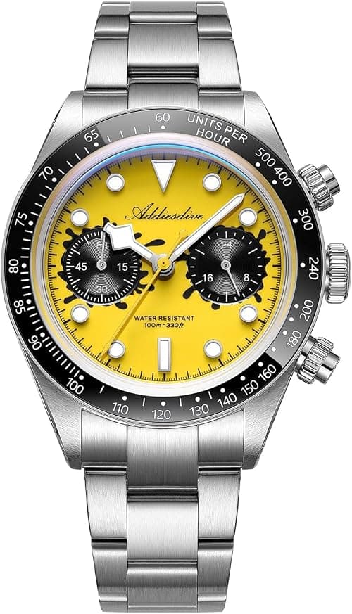 ADDIESDIVE Men’s 38mm Quartz Chronograph Watch, 100M Water-Resistant, BGW9 Luminous, 316L Stainless Steel, Nylon Strap, FKM, Rubber على Amazon.ae - متتبع الأسعار