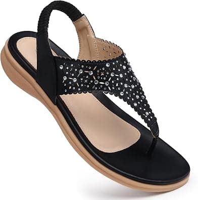 SHIBEVER Flat Sandals For Women Dressy: Comfortable Summer - Soft Rhinestone Flats Sandal على Amazon.ae - متتبع الأسعار