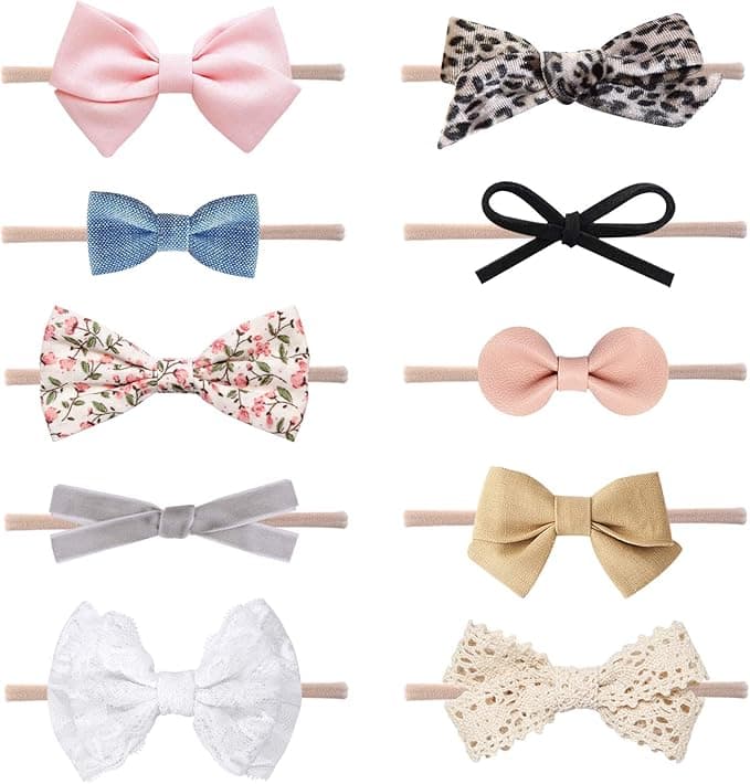 Baby Girl Headbands and Bows, Newborn Infant Toddler Nylon Hairbands Hair Accessories on Amazon.ae - Price Tracker