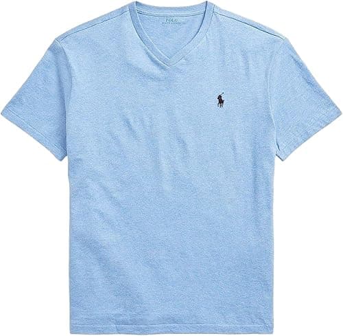 Polo Ralph Lauren Men's V-Neck Classic Fit Short Sleeve T-Shirt, Blue (Derby Heather), Large on Amazon.ae - Price Tracker