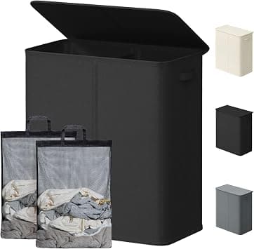 Lifewit 145L Laundry Basket, 2 Compartments, Laundry Hamper with Lid, Laundry Baskets, Large 2 Removable Laundry Bags, Laundry Baskets with Handles, Laundry Basket, Laundry Sorter, Black on Amazon.ae - Price Tracker